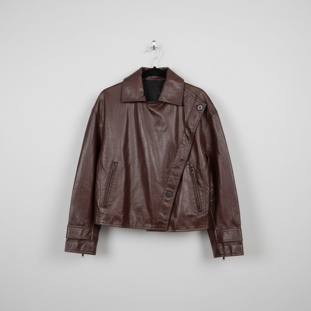 Zara Faux Leather Asymmetric Jacket Size Small