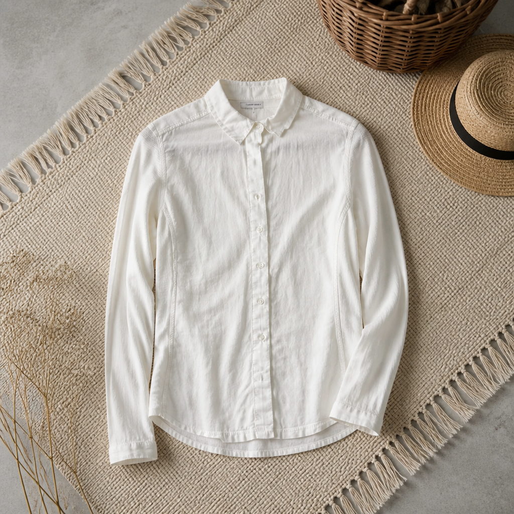 James Perse White Button-Down Long Sleeve Shirt Size 3 (Large)