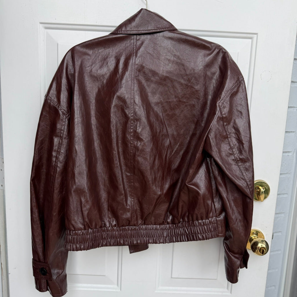 Zara Faux Leather Asymmetric Jacket Size Small
