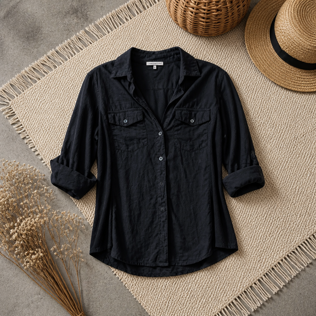 James Perse Black Utility Shirt Size 2 (M)