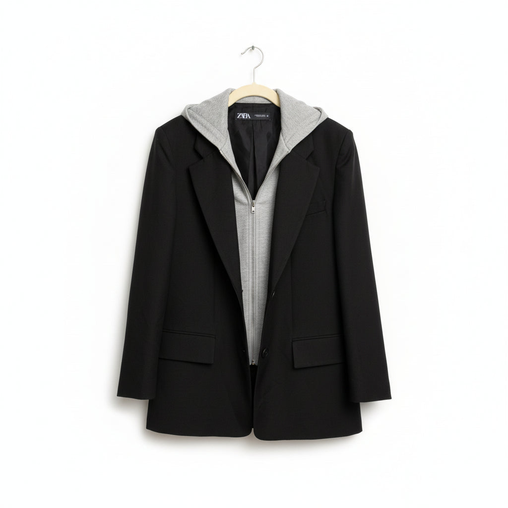 Zara Hooded Double Layer Blazer Size S