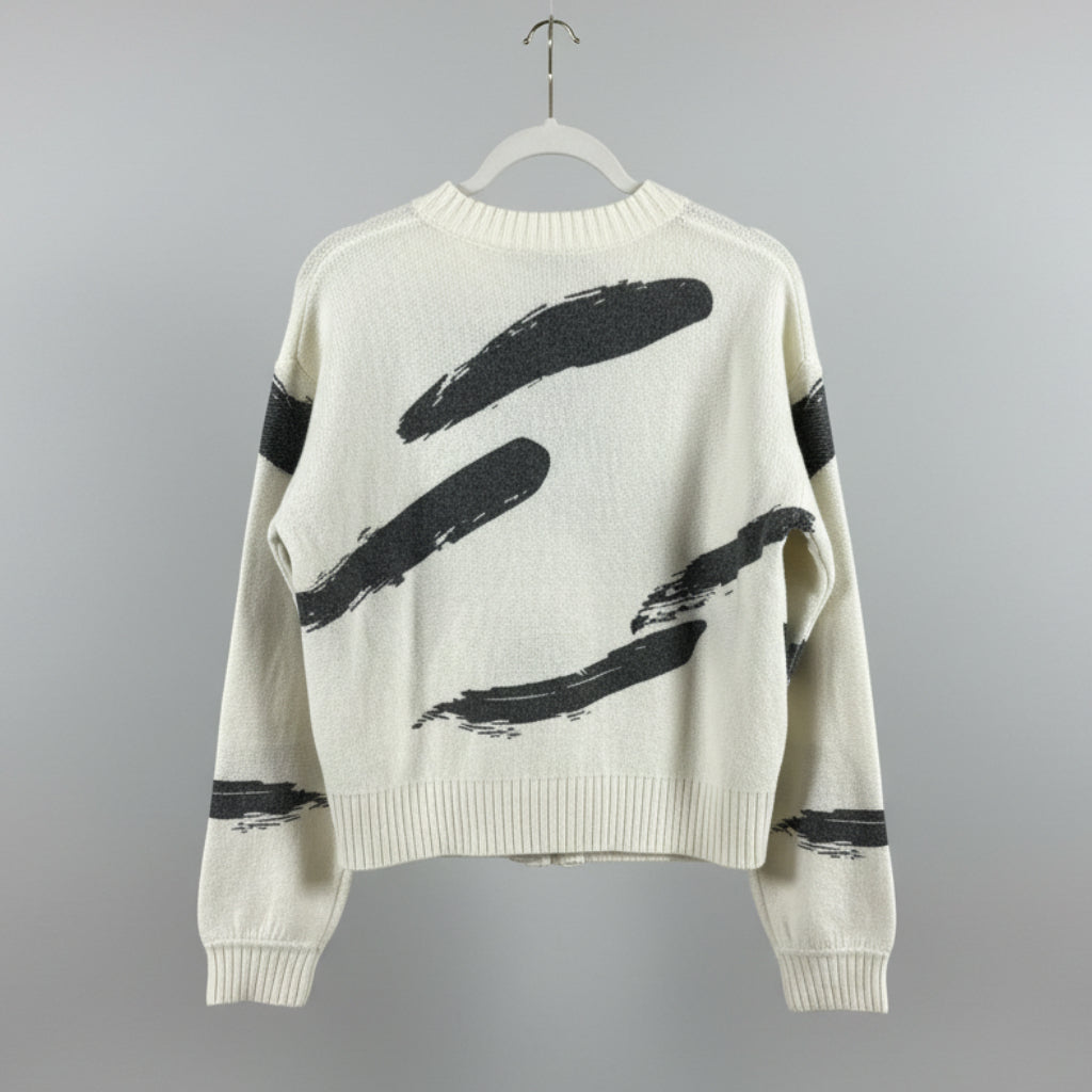 Joie Brushstroke Print Wool Blend Sweater Size M