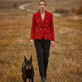 Generation Love Red Tweed Double Breasted Blazer Size M