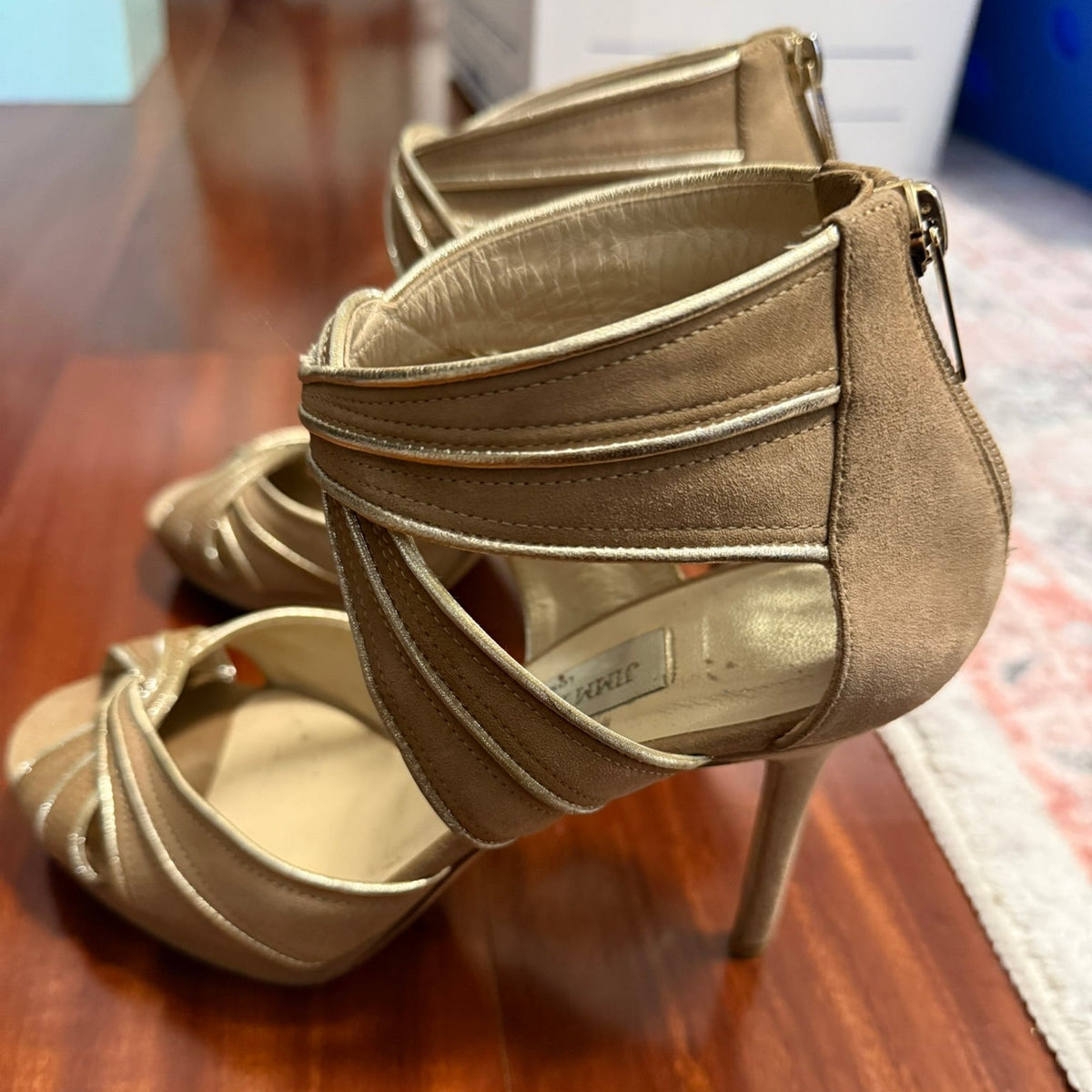 Jimmy Choo Metallic Gold Heeled Sandals Size 38