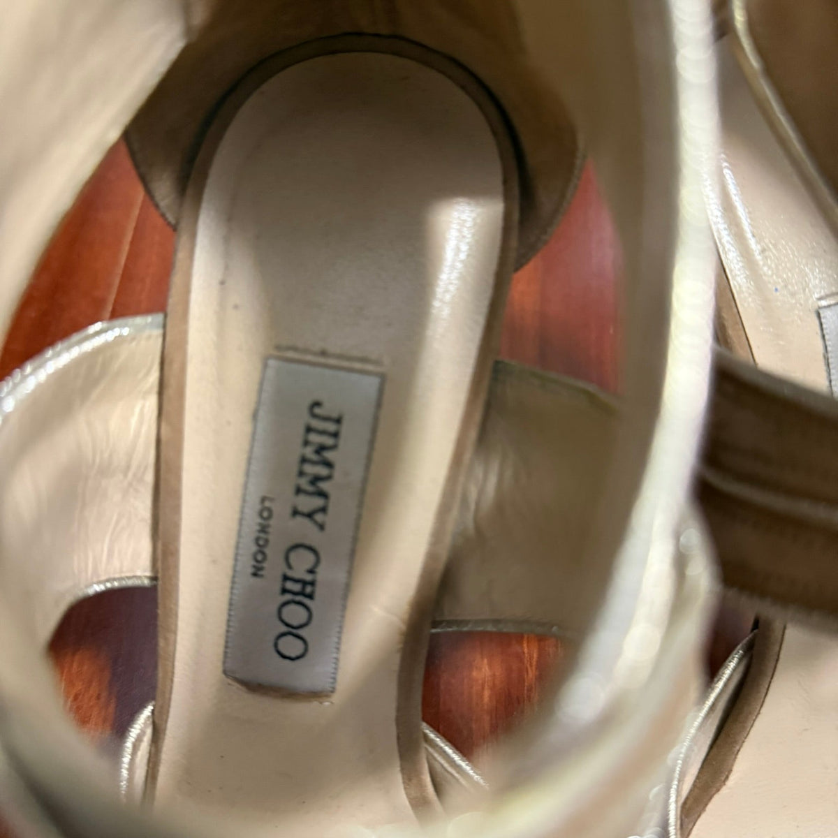 Jimmy Choo Metallic Gold Heeled Sandals Size 38