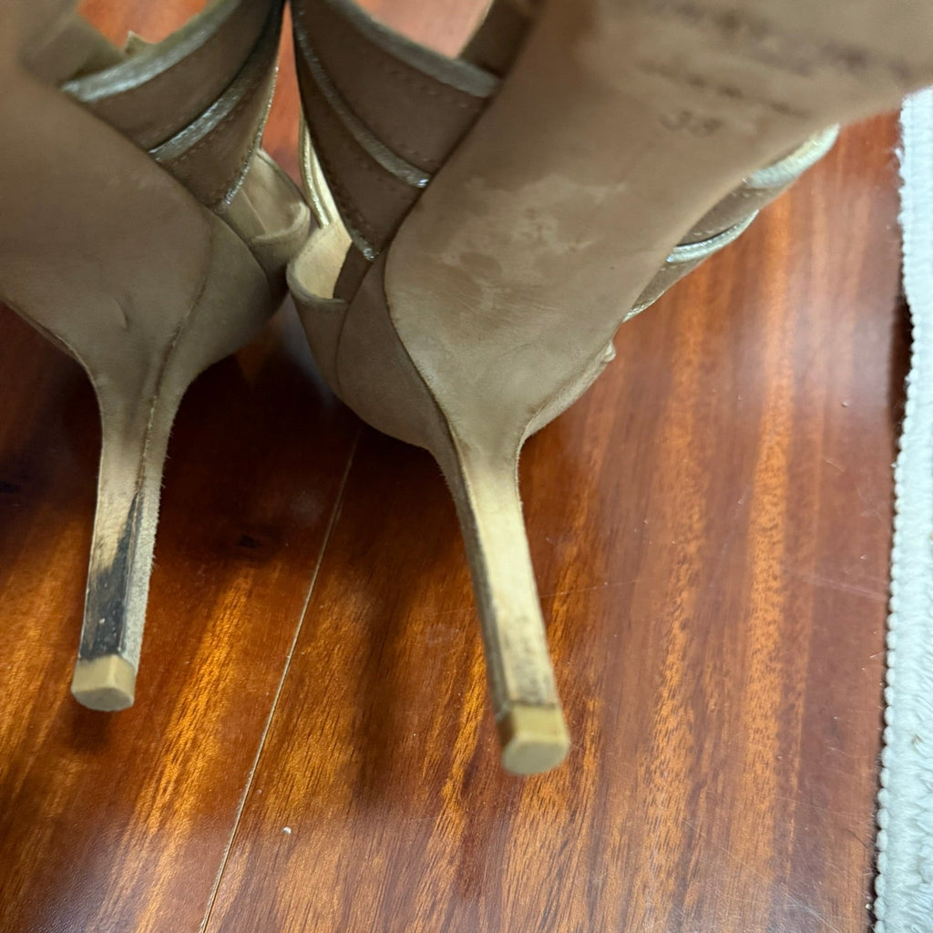 Jimmy Choo Metallic Gold Heeled Sandals Size 38