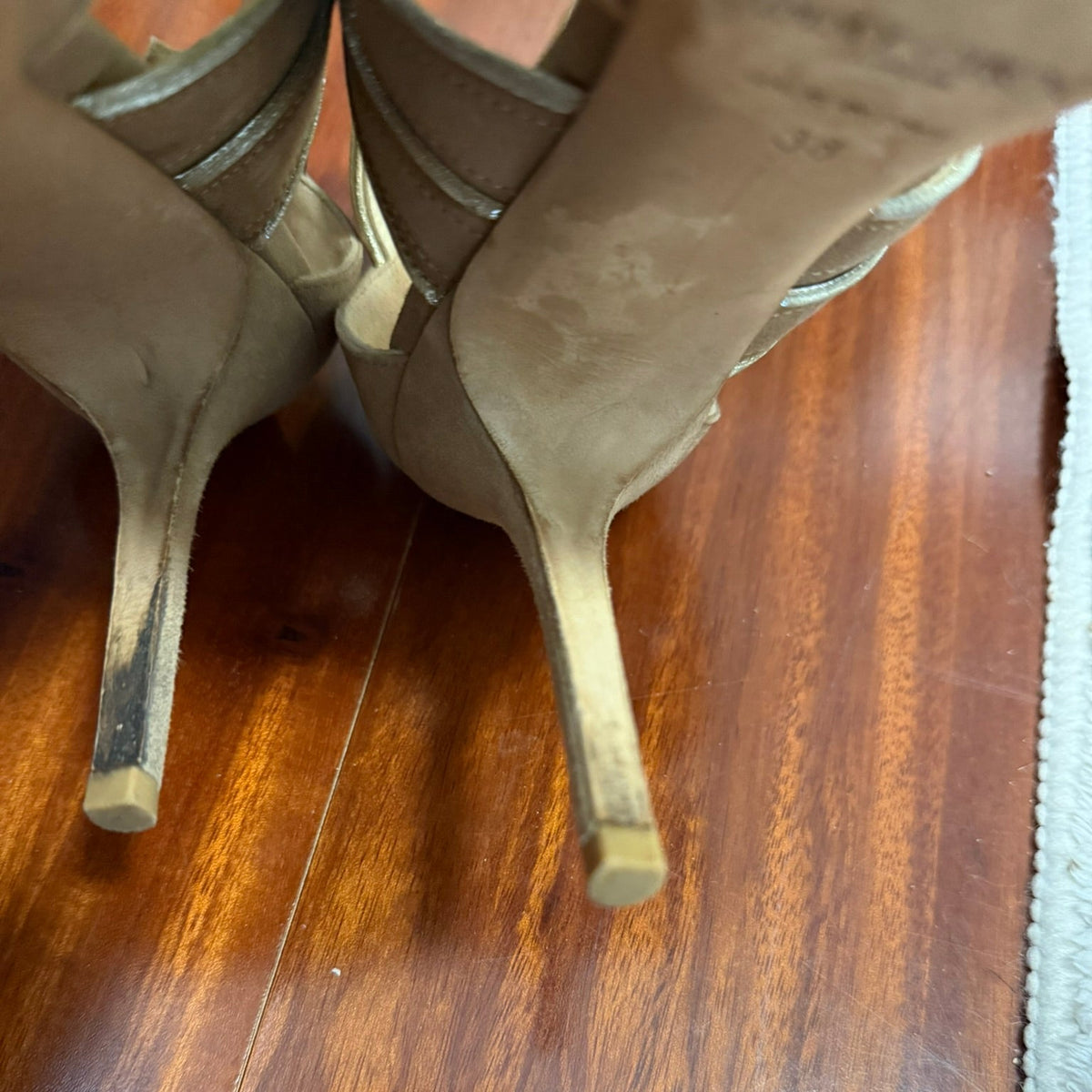 Jimmy Choo Metallic Gold Heeled Sandals Size 38