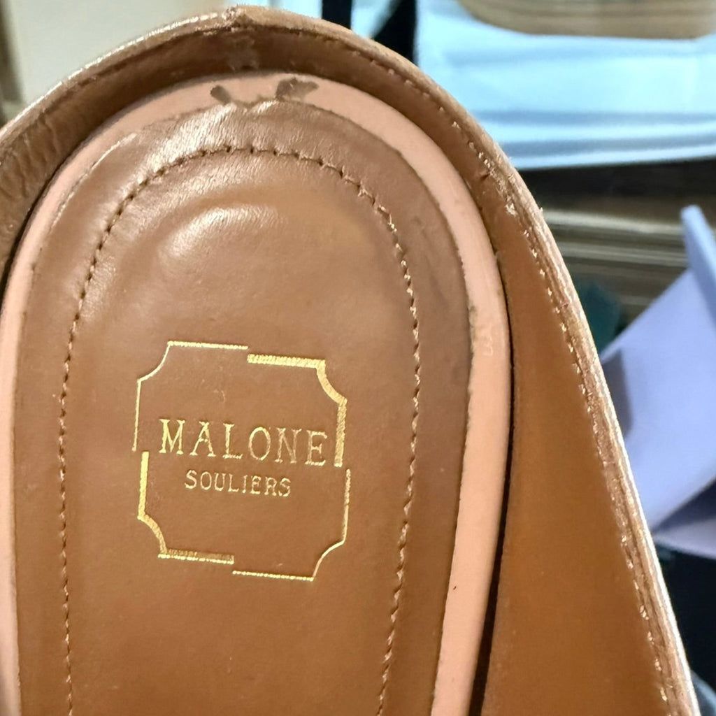 Malone Souliers Nude Pointed Flat Mules Size 39