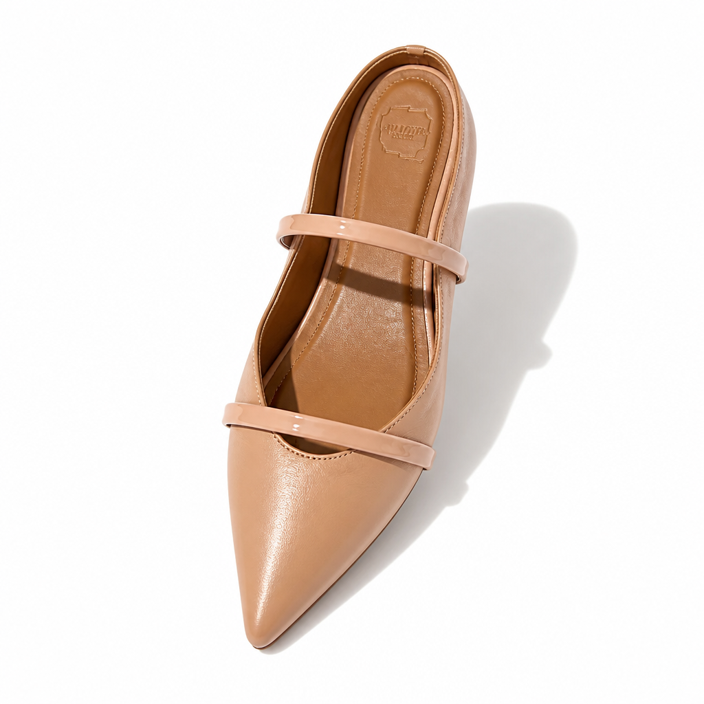 Malone Souliers Nude Pointed Flat Mules Size 39