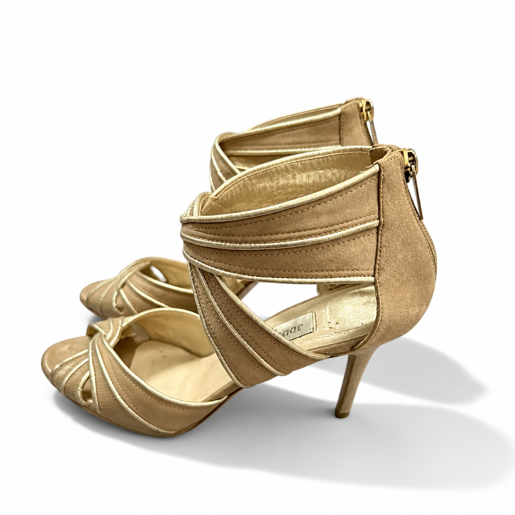 Jimmy Choo Metallic Gold Heeled Sandals Size 38