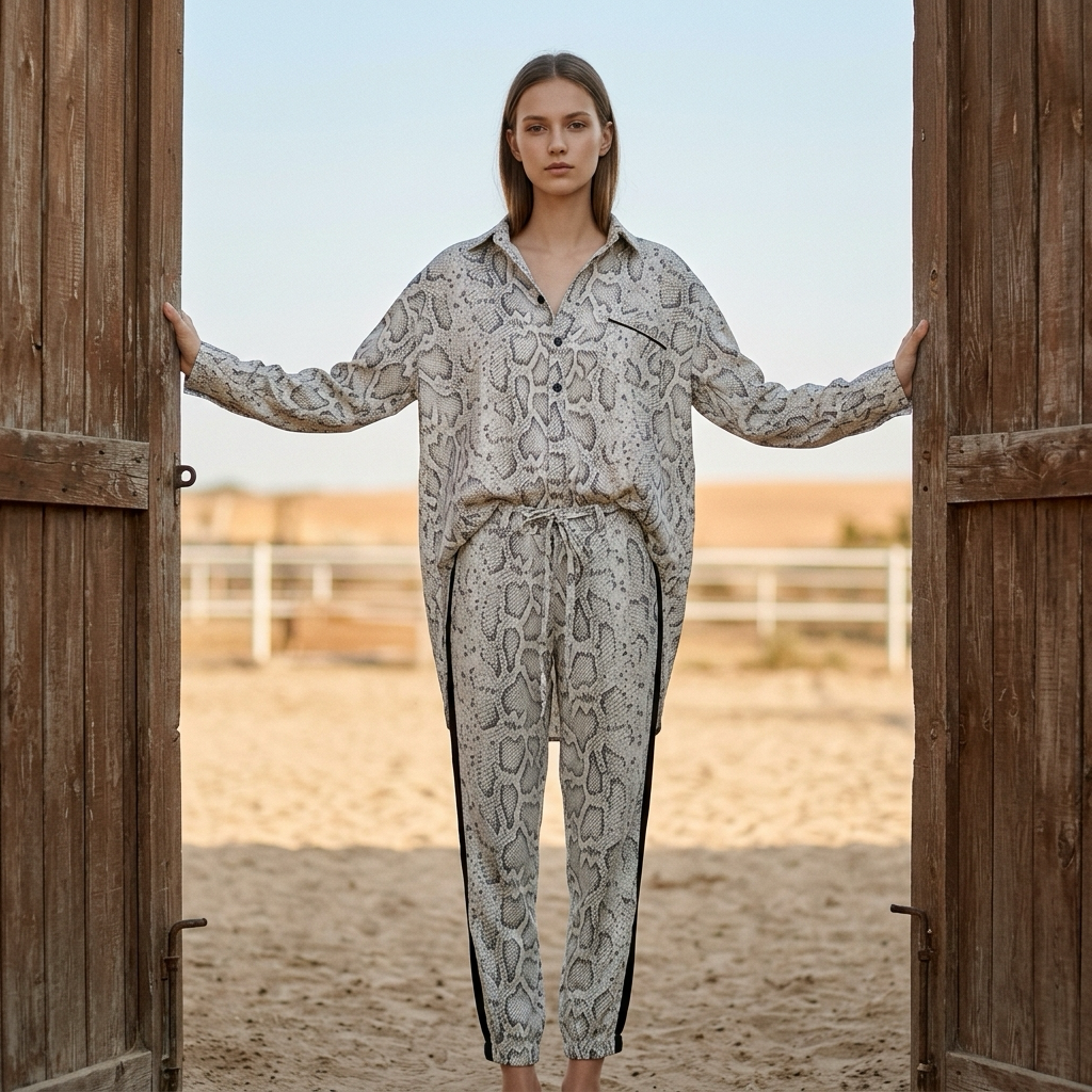 Pam & Gela Snakeprint Button Down Shirt and Pants Set Size M