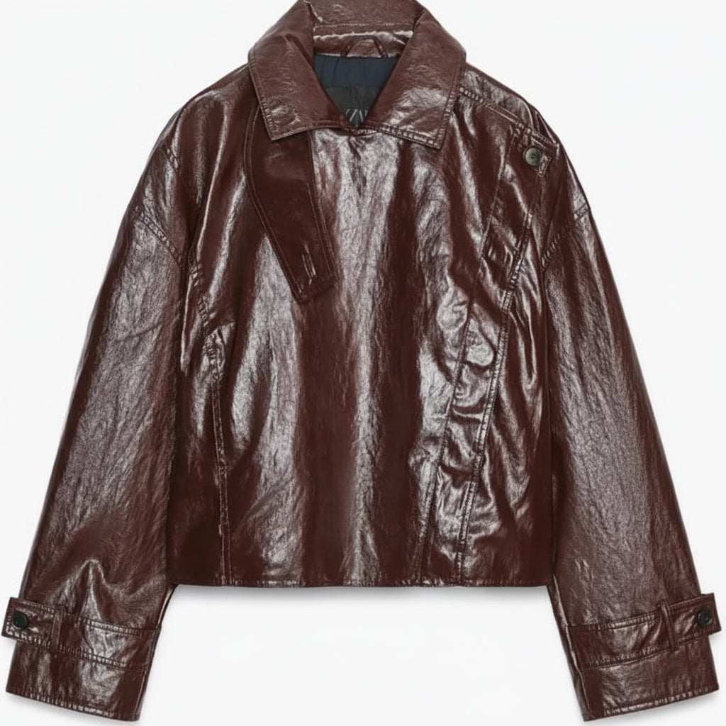 Zara Faux Leather Asymmetric Jacket Size Small