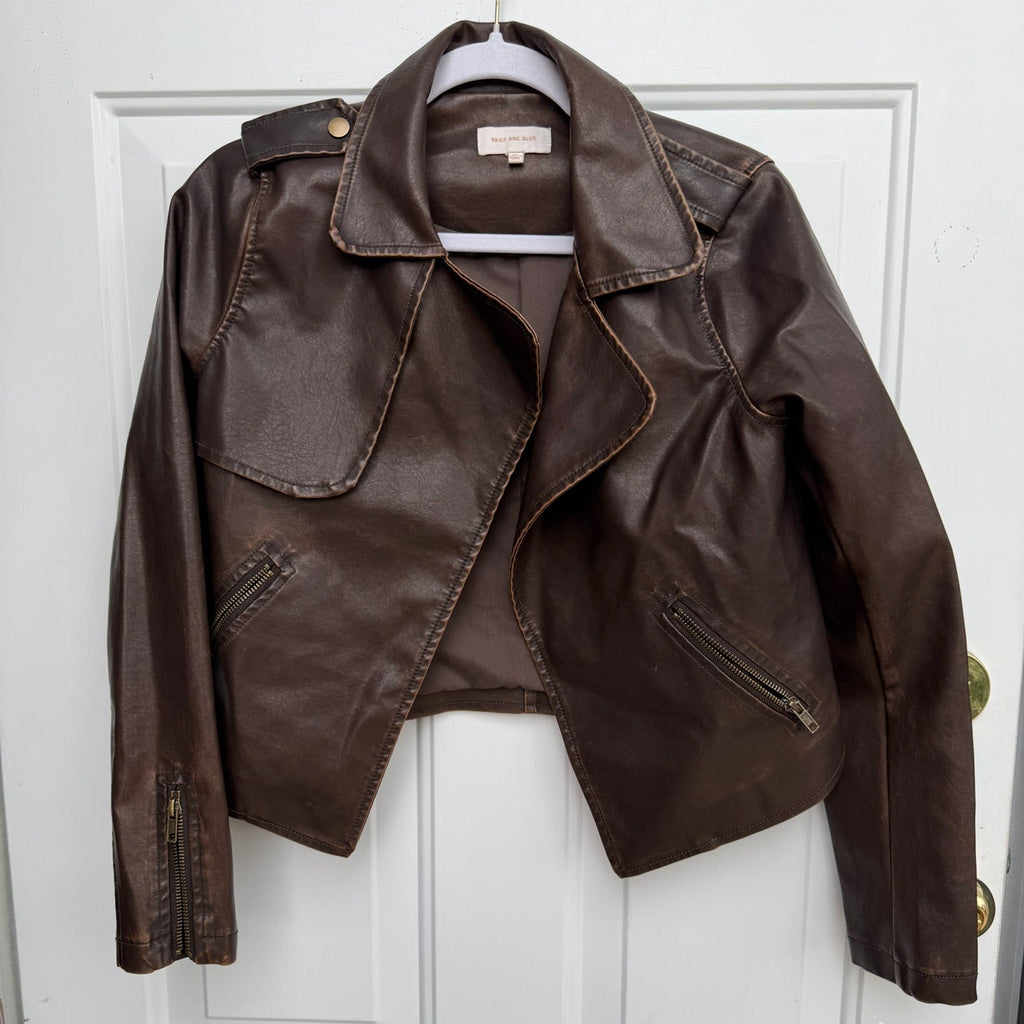 Skies Are Blue Faux Leather Moto Jacket Size XS
