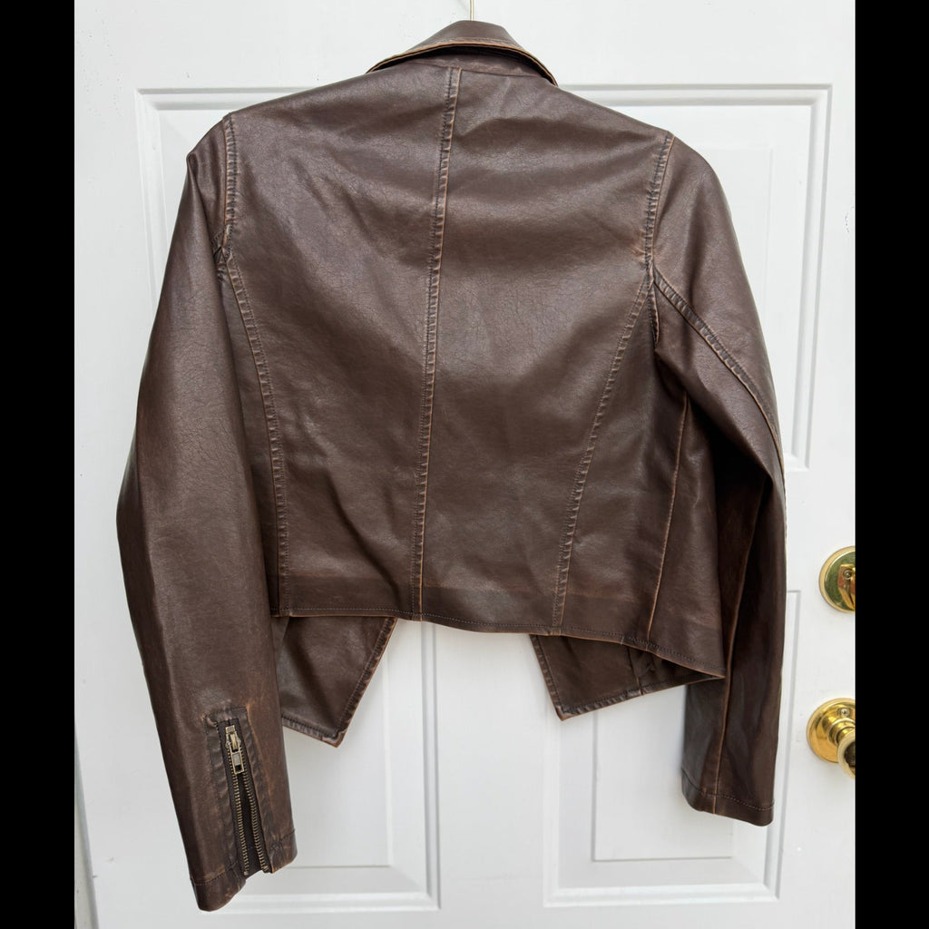 Skies Are Blue Faux Leather Moto Jacket Size XS
