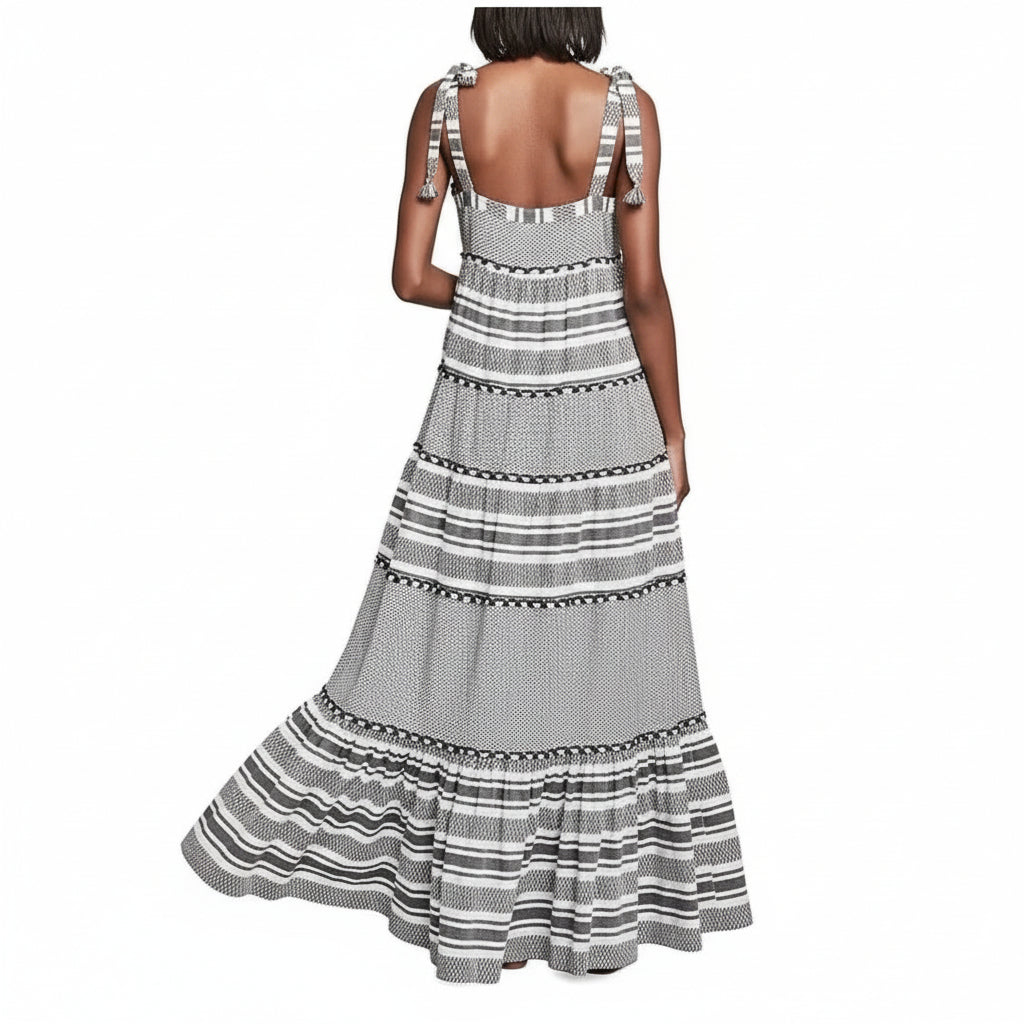 Veronica Beard Black and White Patterned Maxi Dress Size L