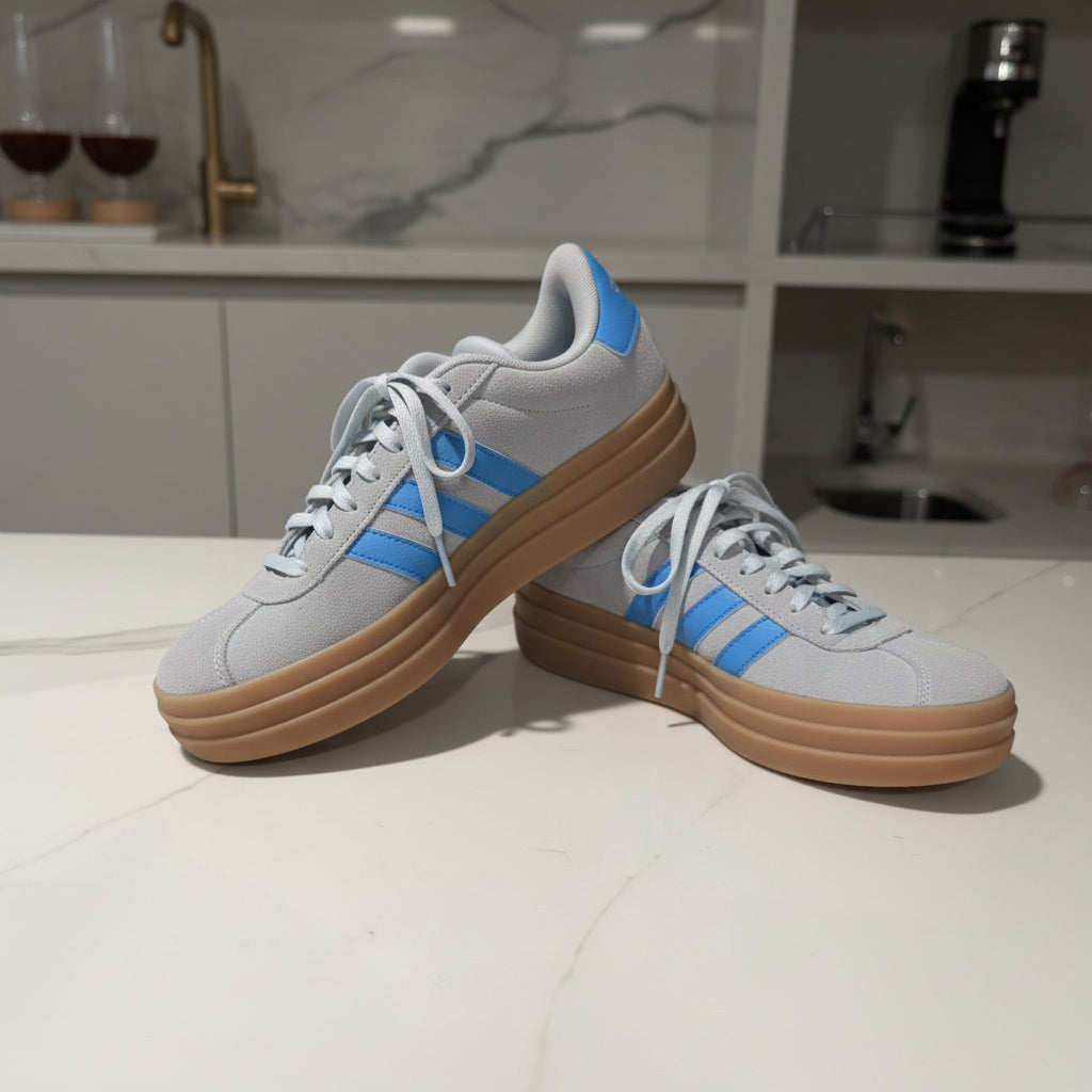 Adidas Grey & Blue Gum Sole Sneakers Size 7.5