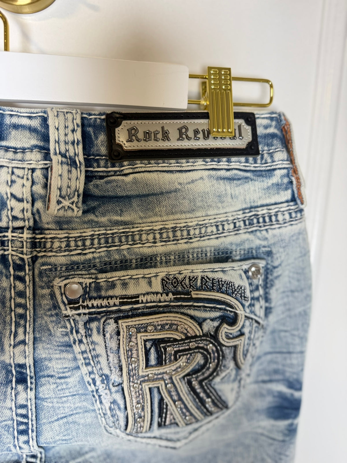 Rock Revival Acid Wash Embellished Jeans Size 27