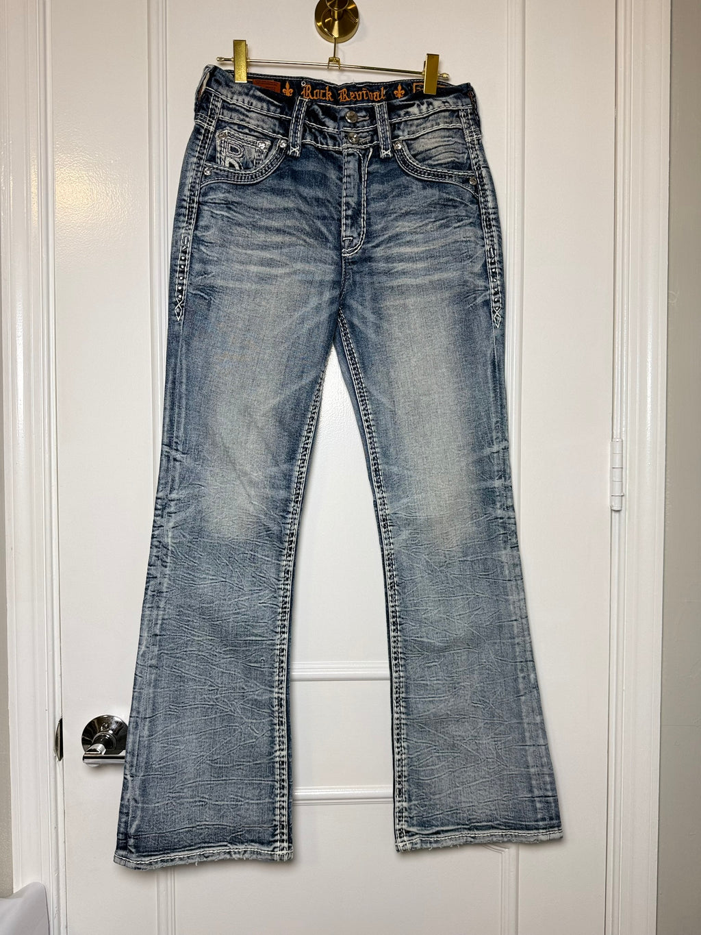 Rock Revival Rhinestone Embellished Flare Jeans Size 27