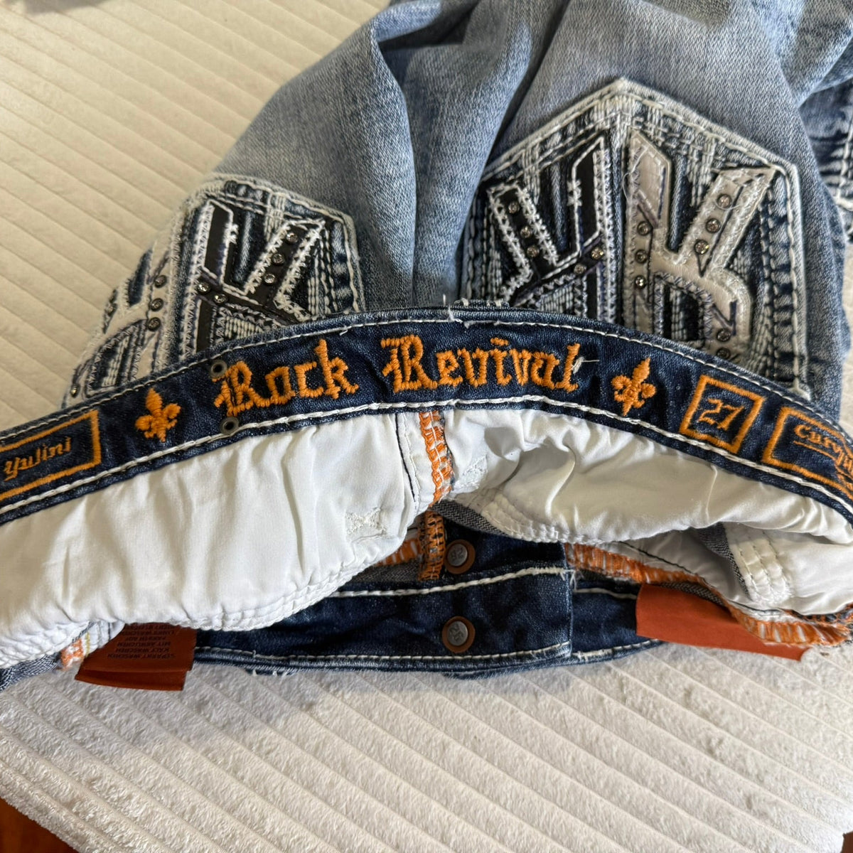 Rock Revival Rhinestone Embellished Flare Jeans Size 27