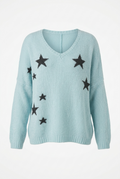 Wooden Ships Star Intarsia V-Neck Sweater Size M/L