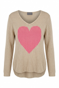 Wooden Ships Pink Heart Sweater Size S/M