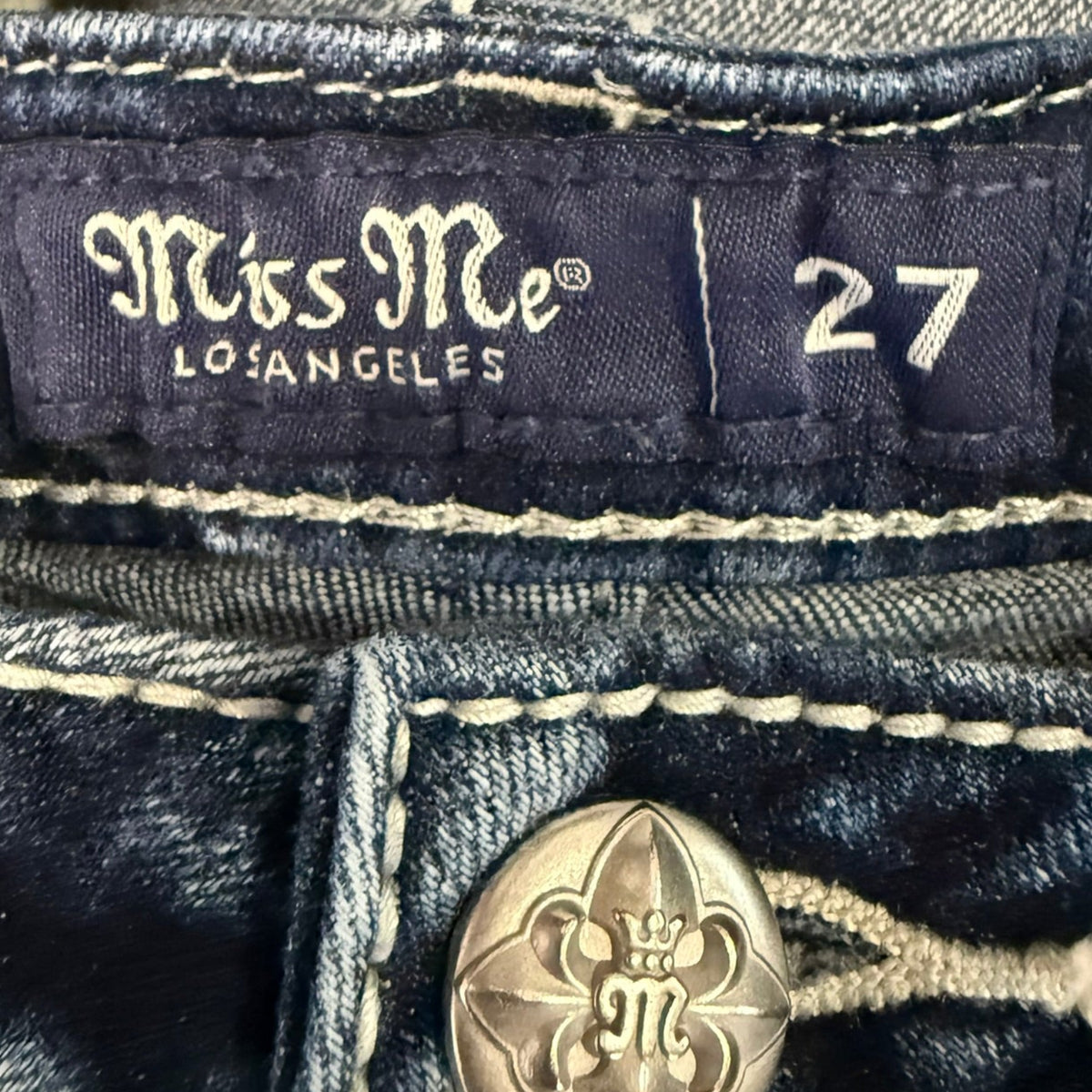 Miss Me Mid Rise Sequin Wing Pocket Midrise Jeans Size 27