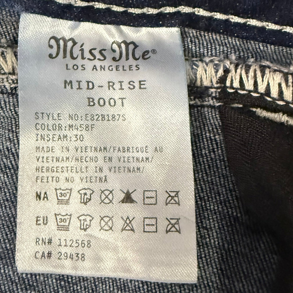 Miss Me Mid Rise Sequin Wing Pocket Midrise Jeans Size 27