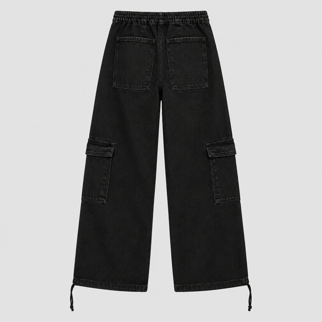 Zara Black Denim Cargo Pants Size Small
