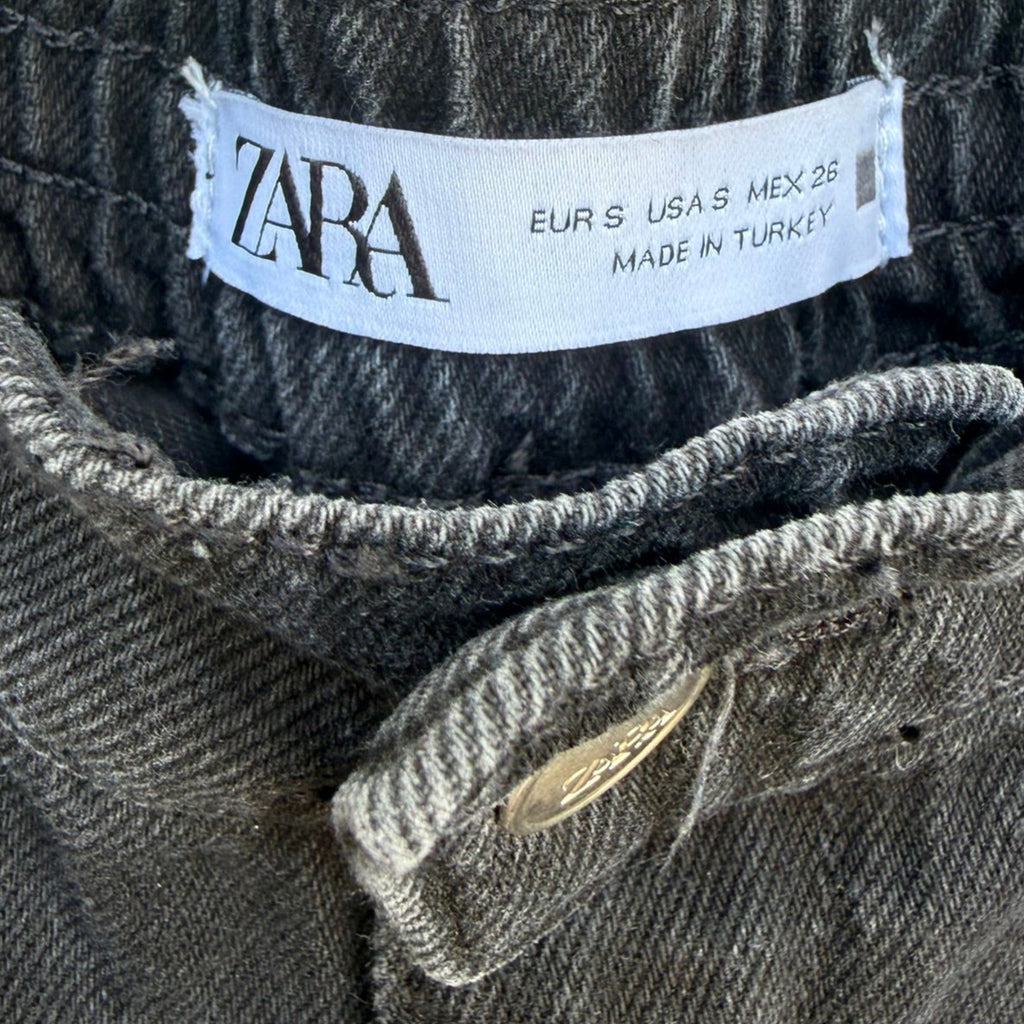 Zara Black Denim Cargo Pants Size Small