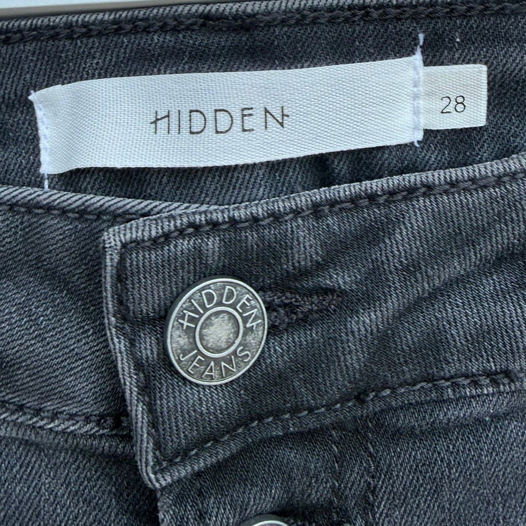 Hidden Jeans Black Exposed Button Cropped Flare Jeans Size 28