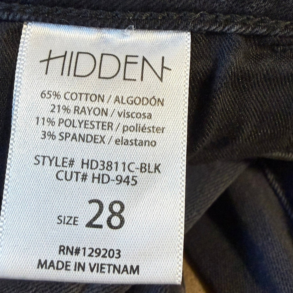 Hidden Jeans Black Exposed Button Cropped Flare Jeans Size 28