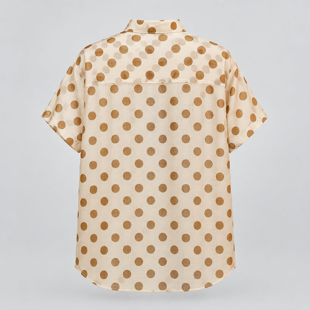 CAbi Cream Blouse with Brown Polka Dots #6305 Size XL