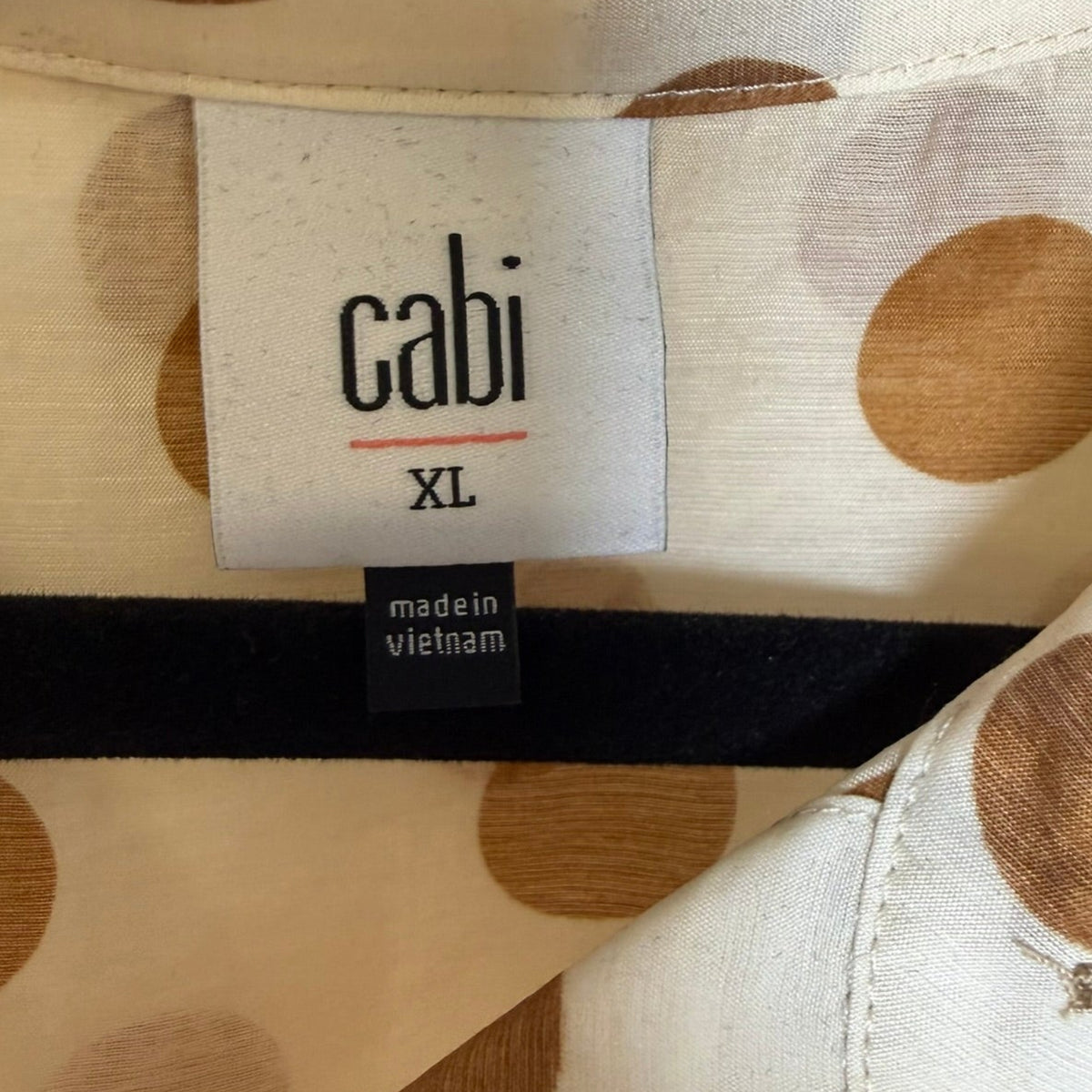 CAbi Cream Blouse with Brown Polka Dots #6305 Size XL