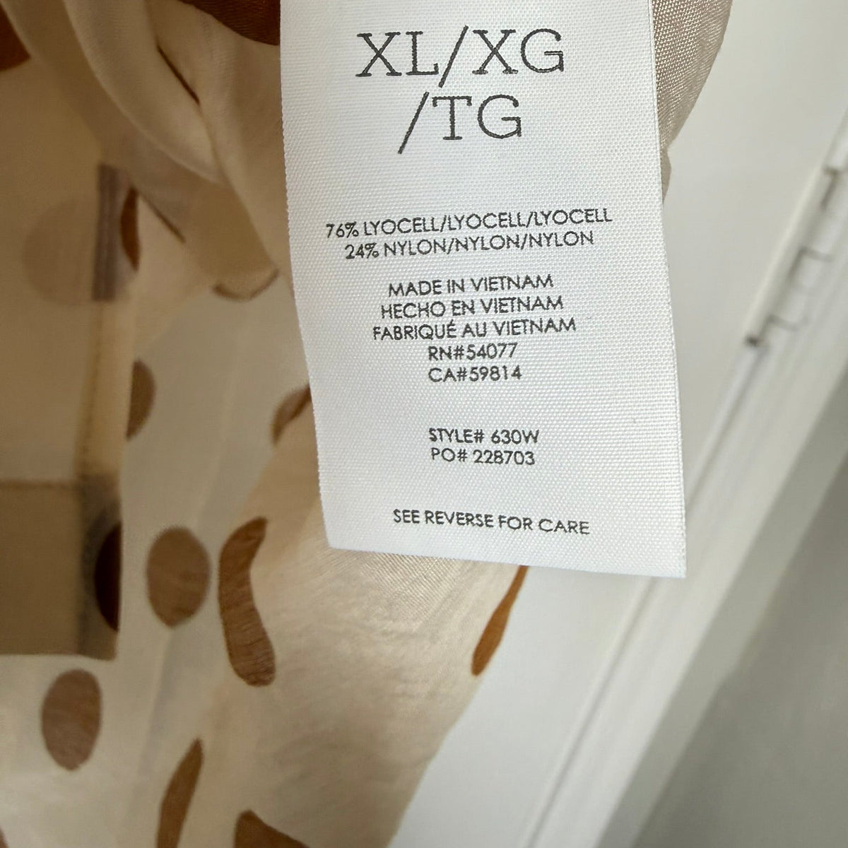 CAbi Cream Blouse with Brown Polka Dots #6305 Size XL