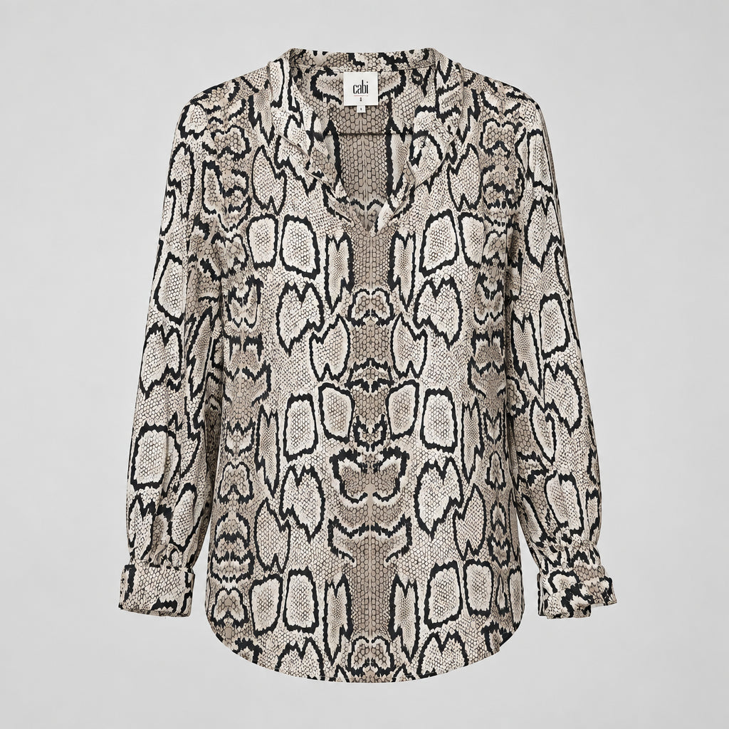 CAbi  Serpentine Snake Print Top  Style 3759 Size L