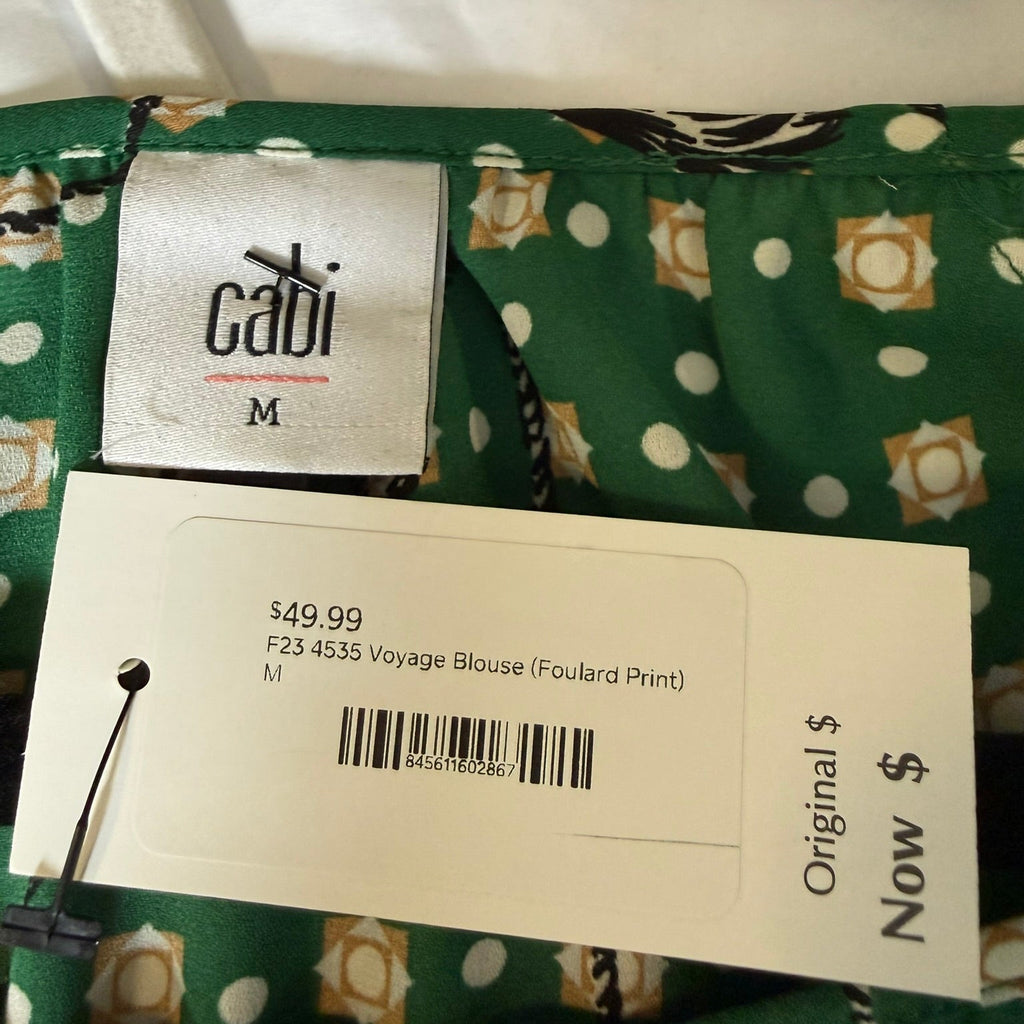 Cabi Green Voyage Blouse Style 4535 Size M