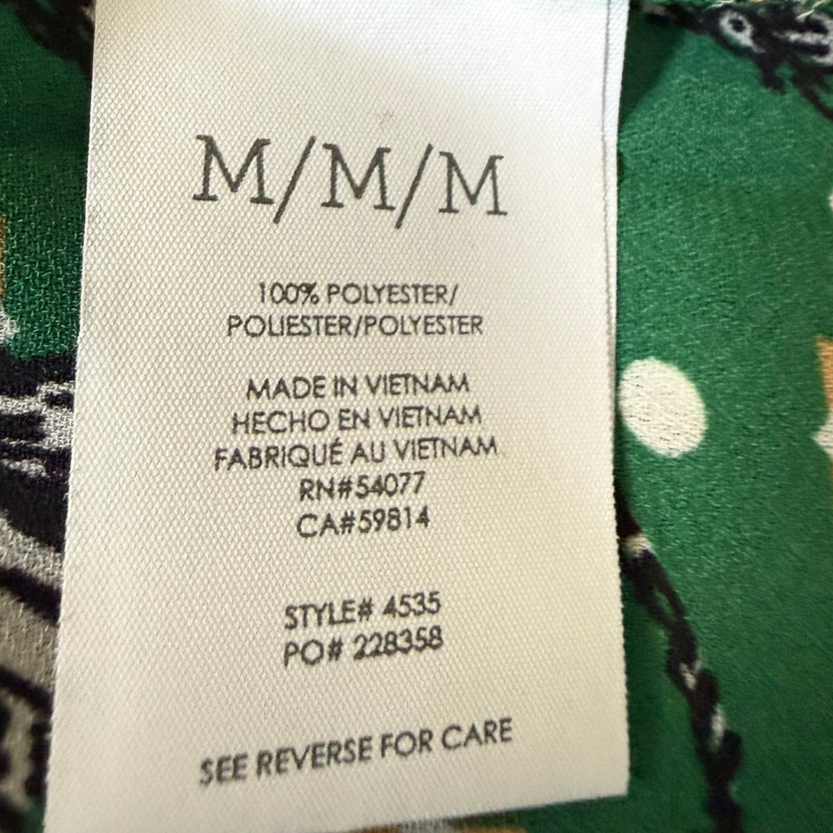 Cabi Green Voyage Blouse Style 4535 Size M