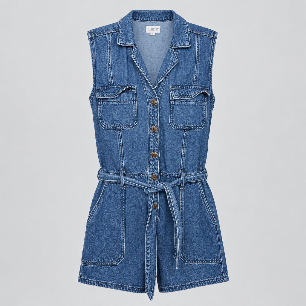 Z Supply Denim Utility Romper Size XS