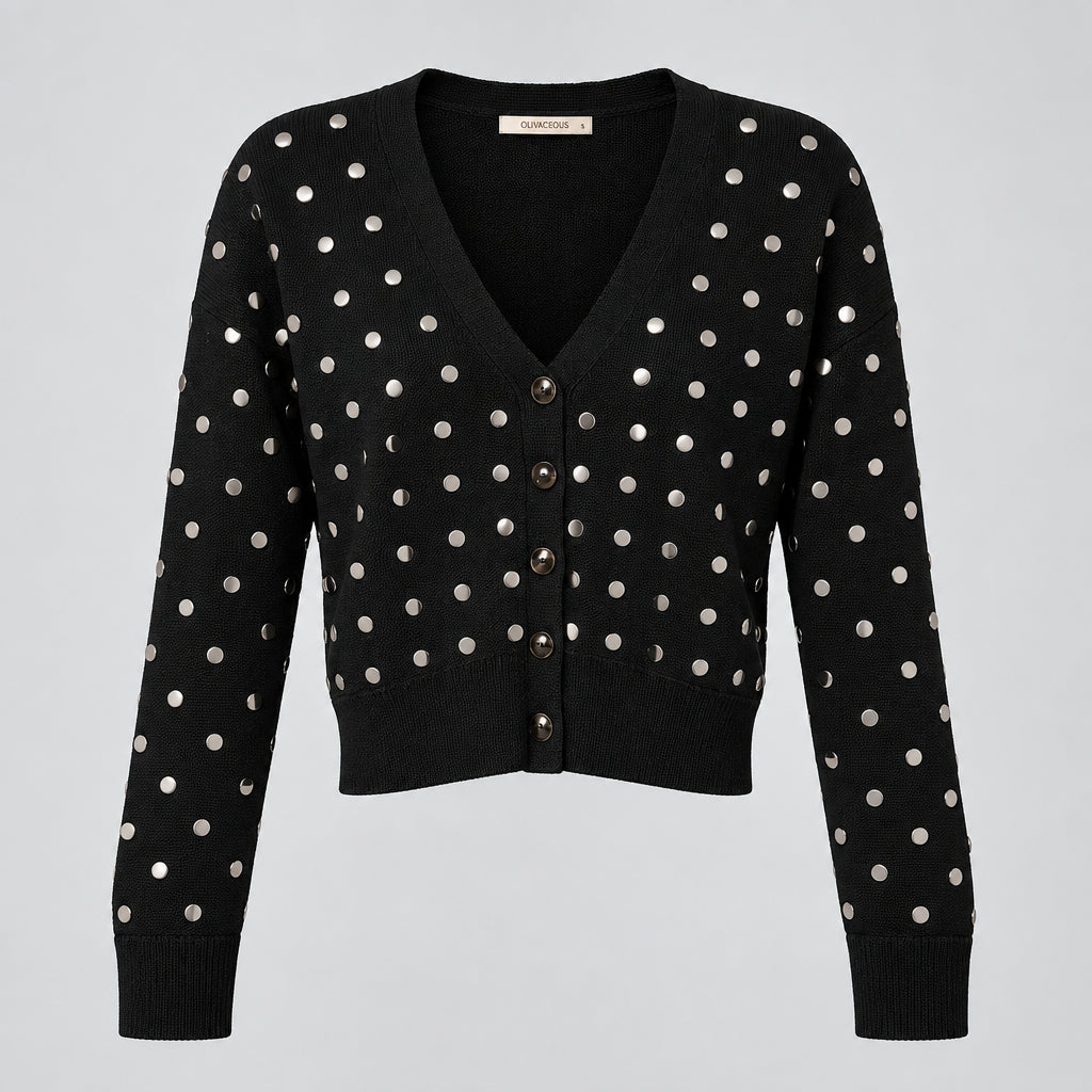 Olivaceous Black Studded Cardigan Sweater Size S
