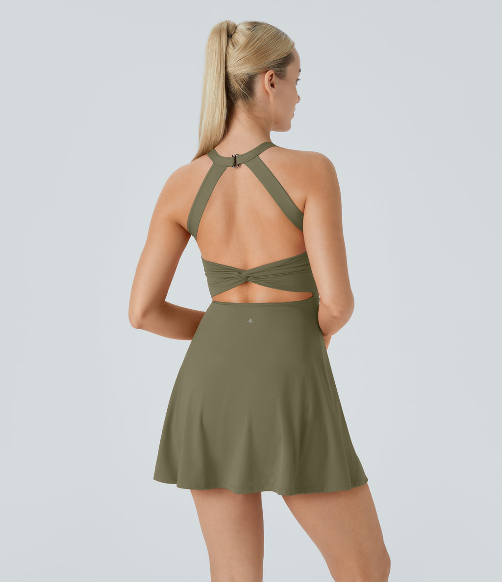 Halara SoftlyZero Airy Backless Twisted Active Dress Size Small