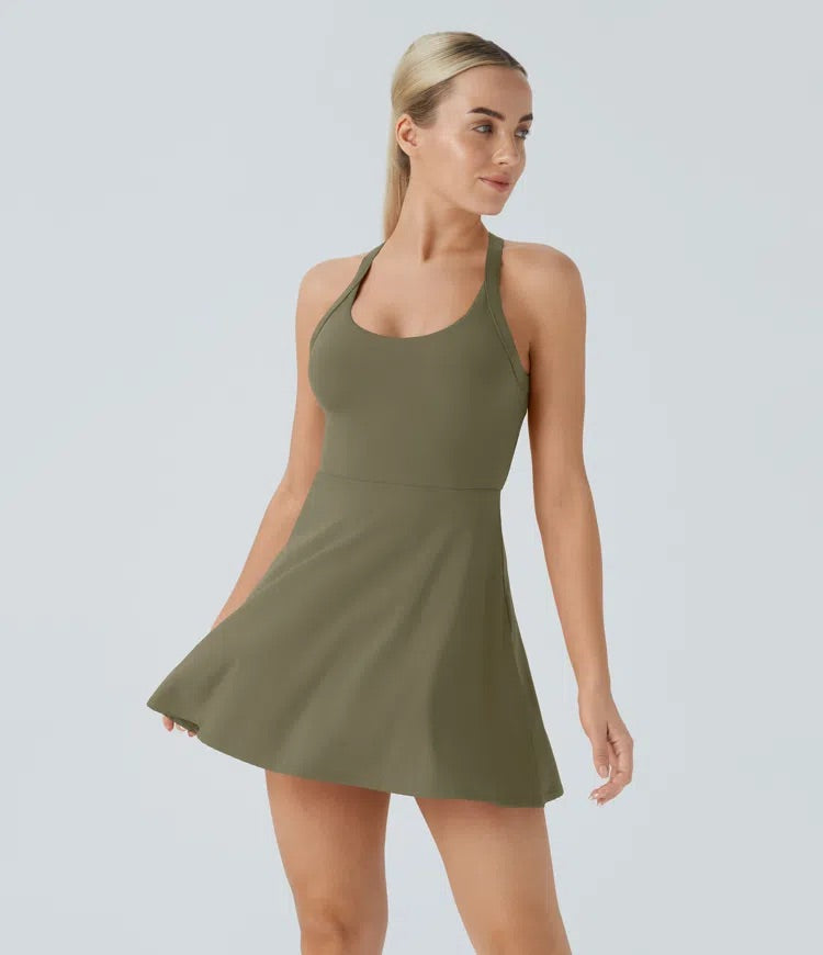 Halara SoftlyZero Airy Backless Twisted Active Dress Size Small