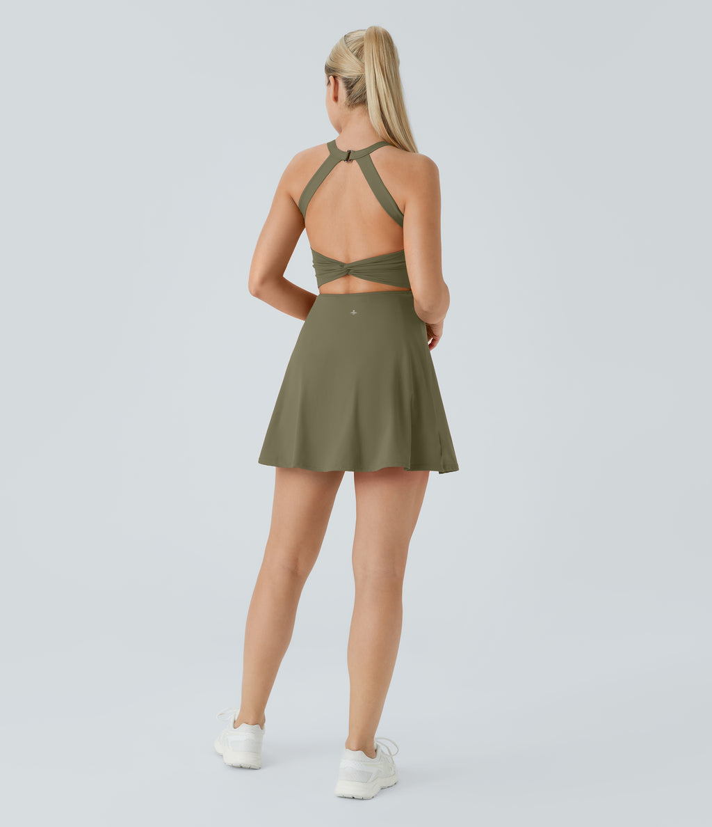 Halara SoftlyZero Airy Backless Twisted Active Dress Size Small