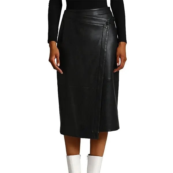 Bagatelle Collection Faux Leather A Line Midi Skirt Size S