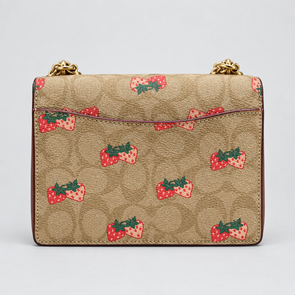 Coach Strawberry Print Leather Chain Crossbody