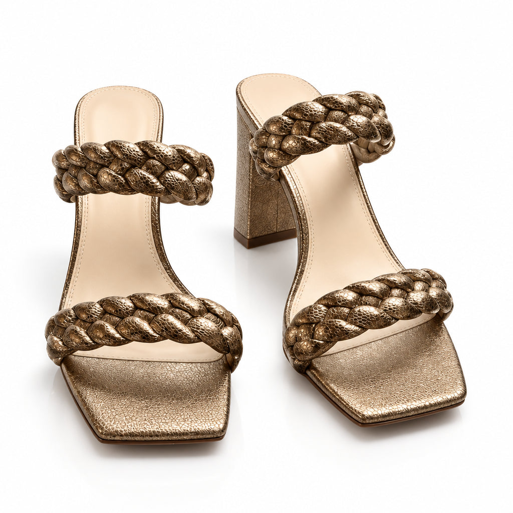 Dolce Vita Braided Metallic Heeled Sandals Size 7.5