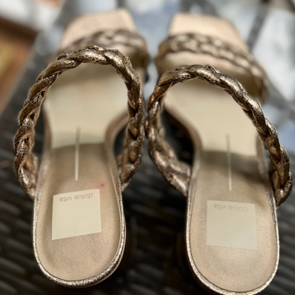 Dolce Vita Braided Metallic Heeled Sandals Size 7.5