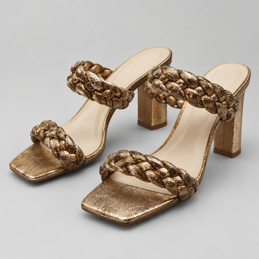 Dolce Vita Braided Metallic Heeled Sandals Size 7.5