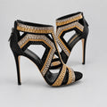 Casadei Crystal Embellished High Heel Booties Size 11