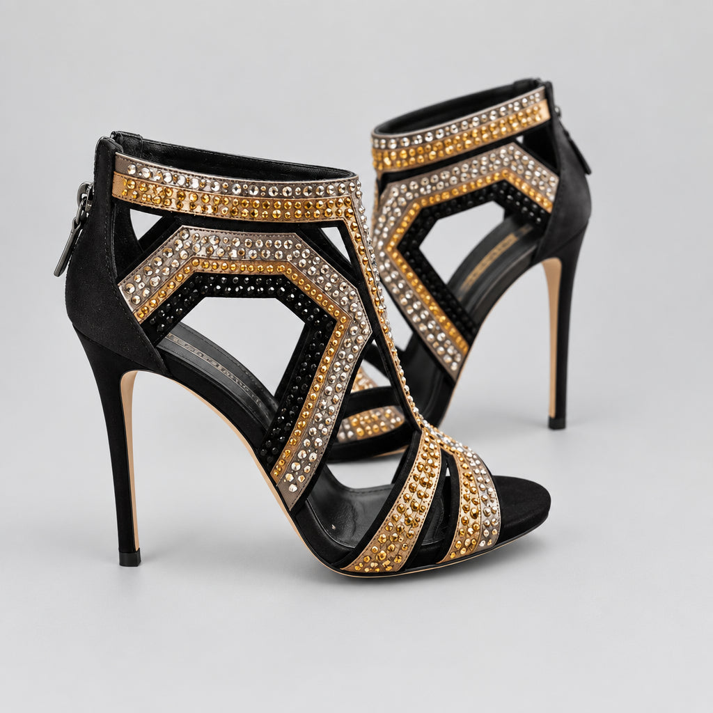 Casadei Crystal Embellished High Heel Booties Size 11
