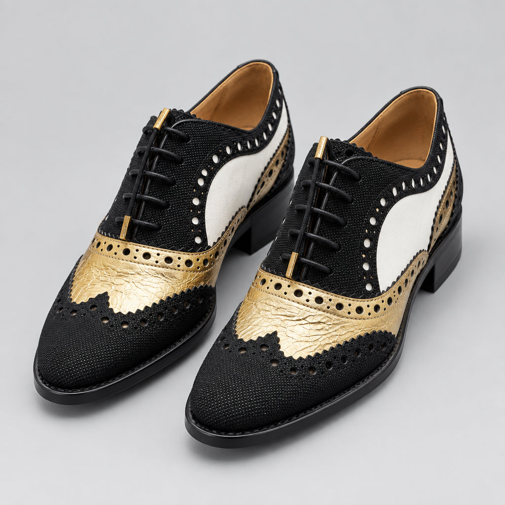 The Office of Angela Scott Tricolor Wingtip Oxford Heels Size 7.5